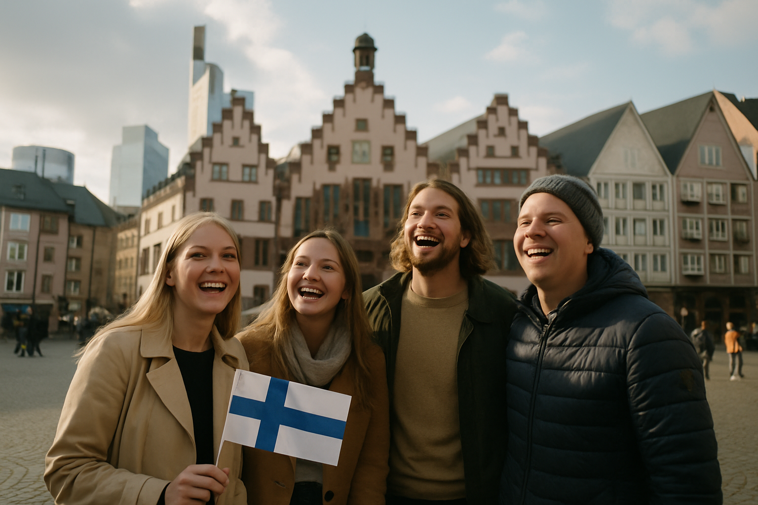 cinematic Frankfurt Tour with happy Finnish people No text on the image-1